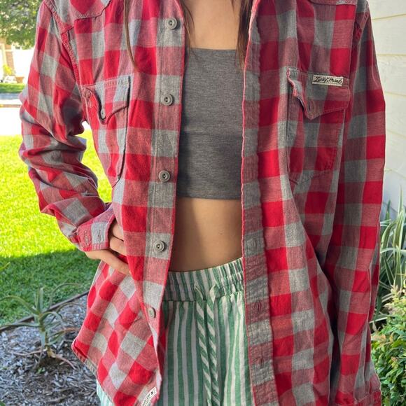 Dog Mom Flannel upcycled one of a kind size Medium unisex - Picture 2 of 8